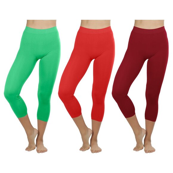 1-Pack Women's Soft High Waisted Stretch Yoga Capri Leggings Plus Size Available - Picture 6 of 16
